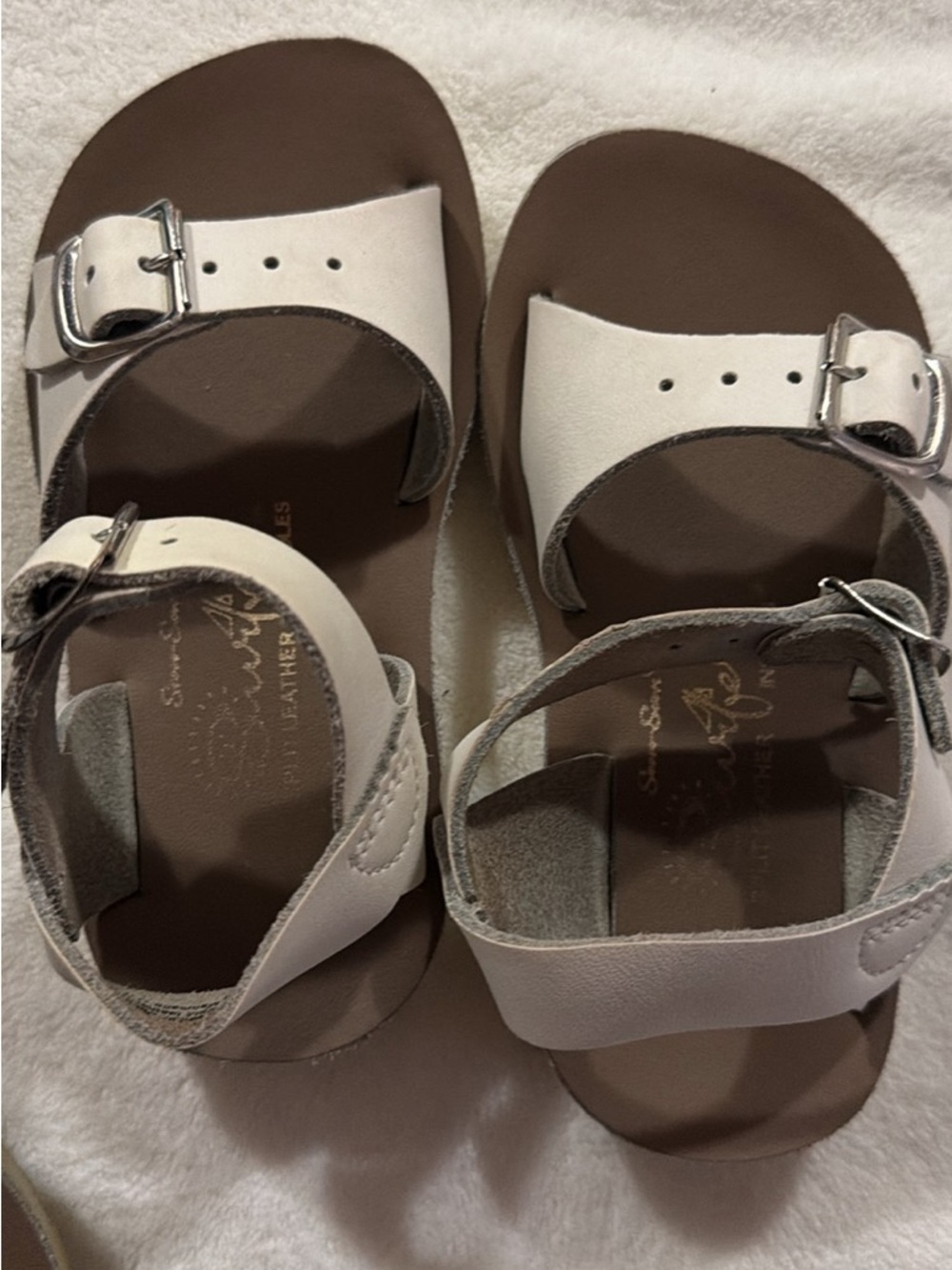 Kids White Adjustable Double-Strap Sandals with Buckles